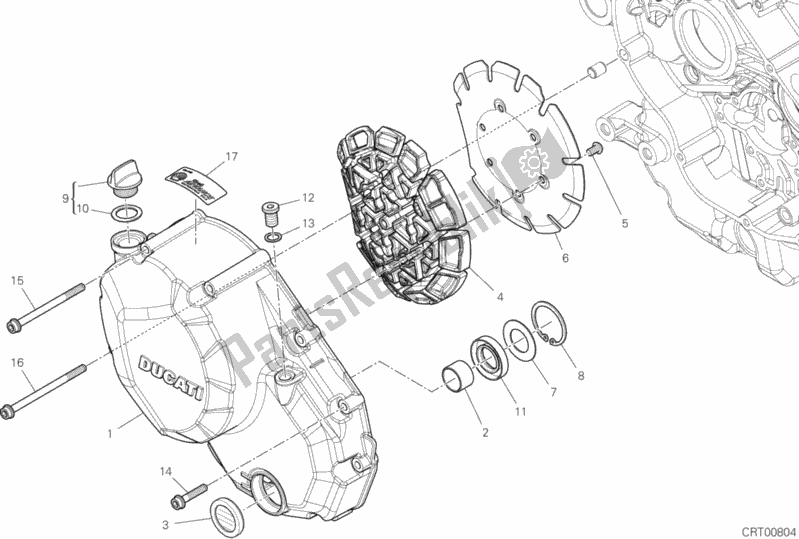 All parts for the Clutch Cover of the Ducati Hypermotard 950 Thailand 2020 All parts for the Clutch Cover of the Ducati Hypermotard 950 Thailand 2020